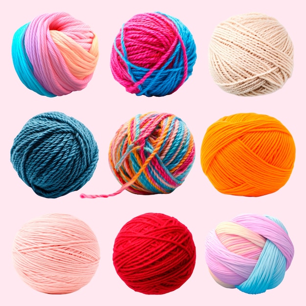 PSD colorful yarn balls collection