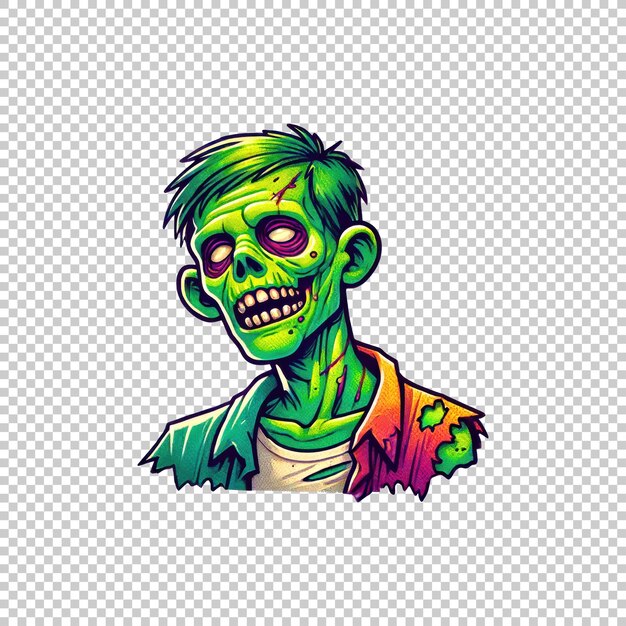 PSD colorful zombie character isolated on transparent background