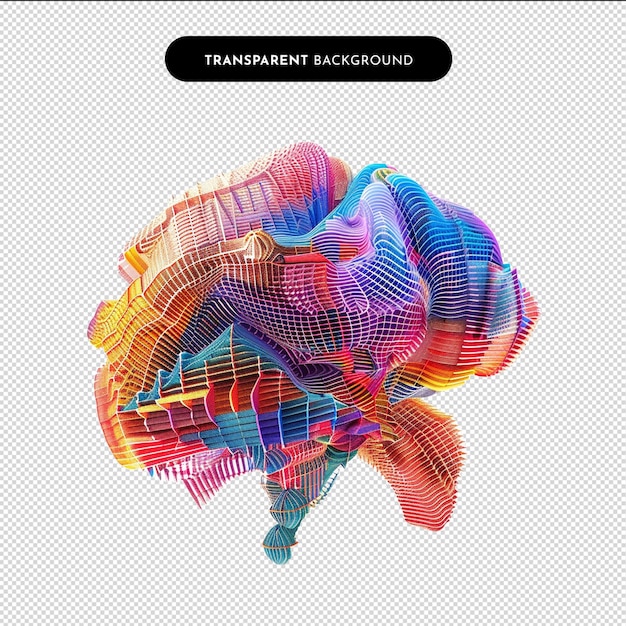 Colorfull 3d brain isolated on transparent background