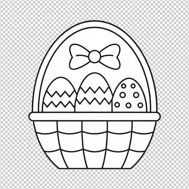 PSD coloring basket easter eggs sketch holiday symbol hand drawn vector illustration