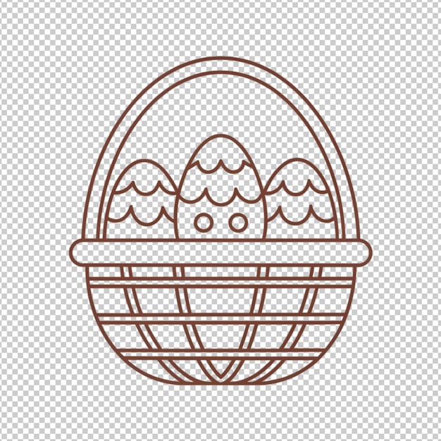 Coloring basket Easter eggs sketch Holiday symbol Hand drawn vector illustration