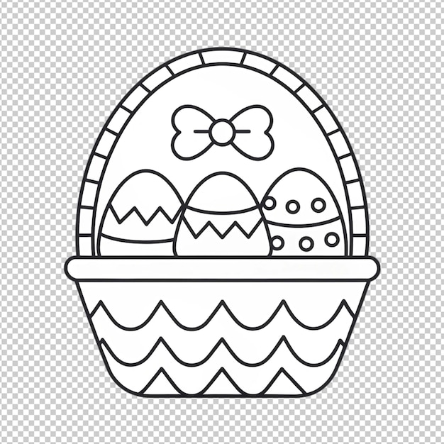 PSD coloring basket easter eggs sketch holiday symbol hand drawn vector illustration