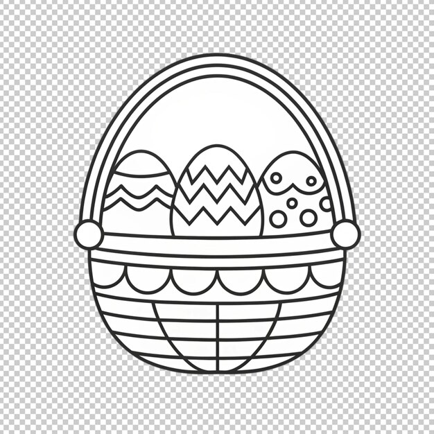 PSD coloring basket easter eggs sketch holiday symbol hand drawn vector illustration