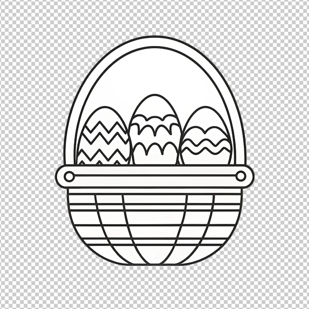 PSD coloring basket easter eggs sketch holiday symbol hand drawn vector illustration