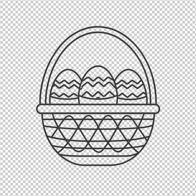 PSD coloring basket easter eggs sketch holiday symbol hand drawn vector illustration