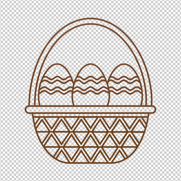 Coloring basket Easter eggs sketch Holiday symbol Hand drawn vector illustration