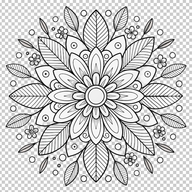 PSD coloring book for children beautiful flowers outline floral pattern