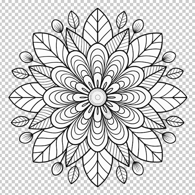 PSD coloring book for children beautiful flowers outline floral pattern