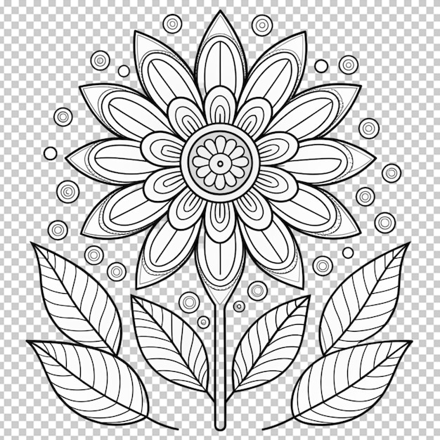 Coloring book for children beautiful flowers outline floral pattern