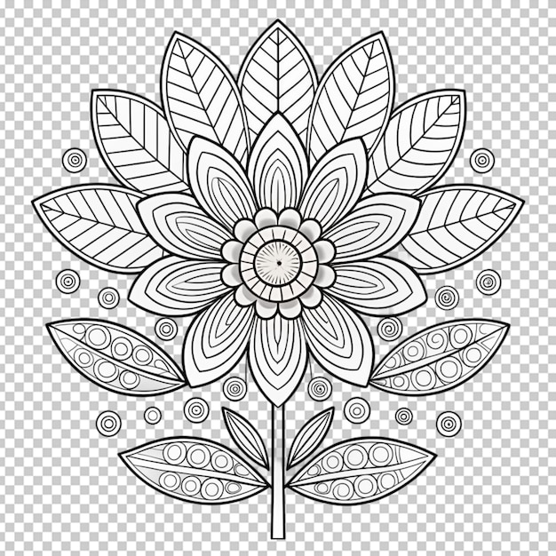 PSD coloring book for children beautiful flowers outline floral pattern