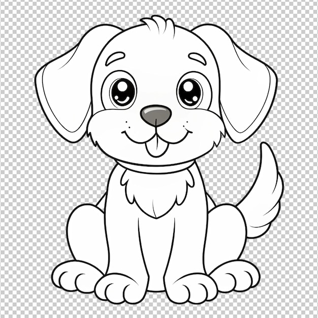 PSD coloring page outline of cute dog