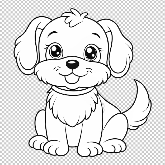 PSD coloring page outline of cute dog