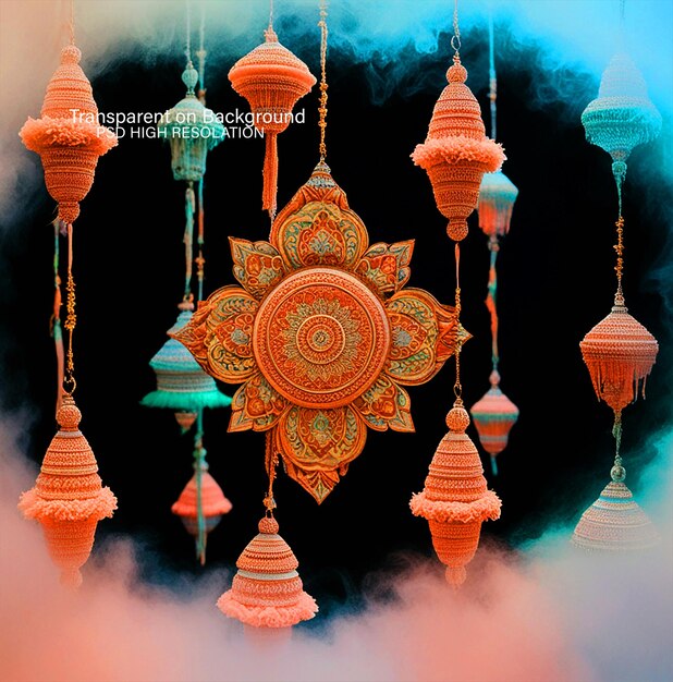 PSD colors of navratri celebration festival on transparent background