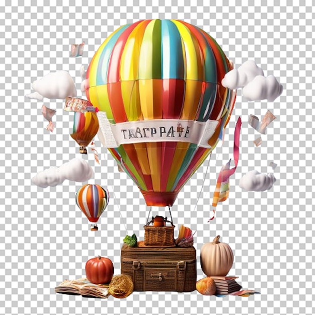 PSD a colourful hot air balloon floating