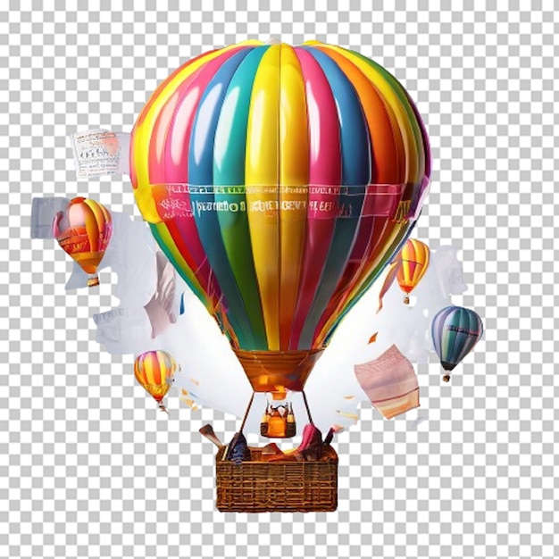 A colourful hot air balloon floating