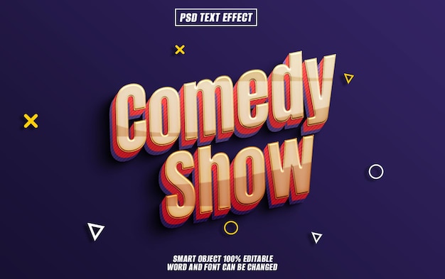 PSD comedy show text effect font editable typography 3d text