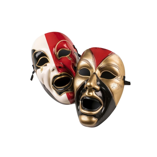 PSD comedy and tragedy masks isolated on a white background