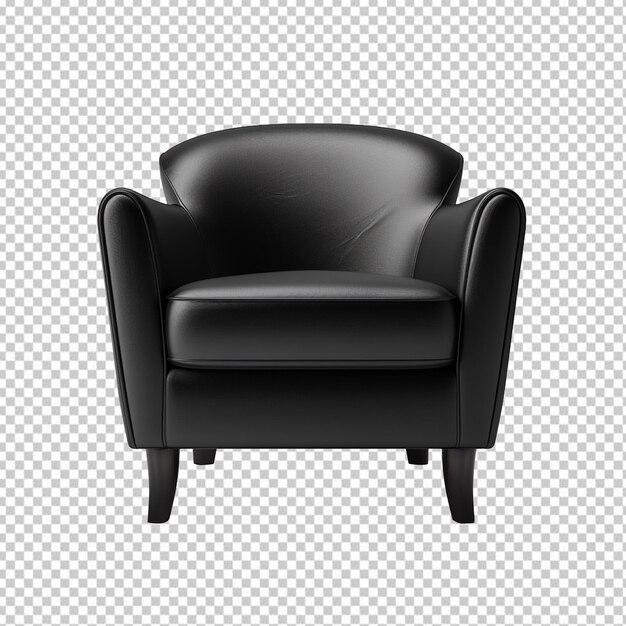 Comfortable black armchair isolated on transparent background