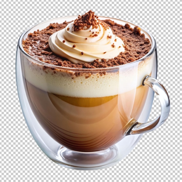 PSD comforting cup of hot cocoa with a dollop of whipped cream on transparent background