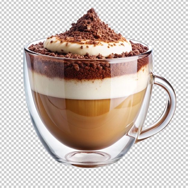 PSD comforting cup of hot cocoa with a dollop of whipped cream on transparent background