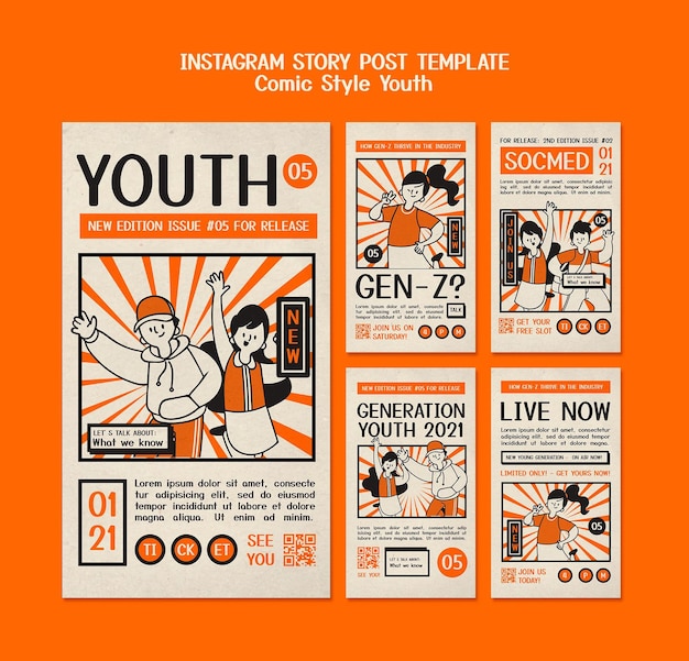 PSD comic style instagram story post template