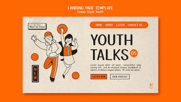 Comic style landing page template