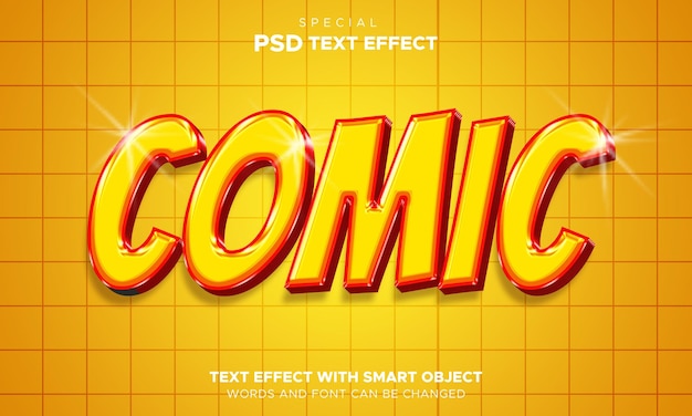 Comic text effect style cartoon smart object with color yellow