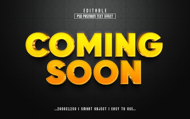 Coming Soon 3d Editable Text Effect Style With Premium Background