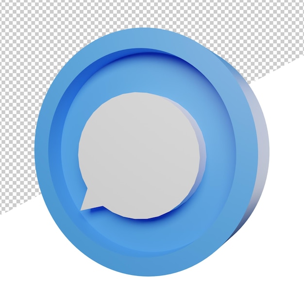 Comment chat buble speech 3d rendering illustration icon side view transparent background