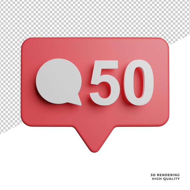 Comment Counter Notification front view icon 3d rendering illustration on transparent background