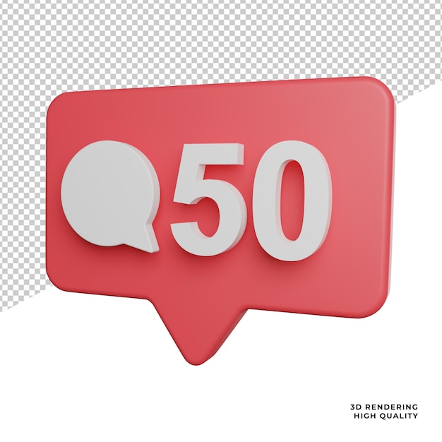 Comment Counter Notification side view icon 3d rendering illustration on transparent background