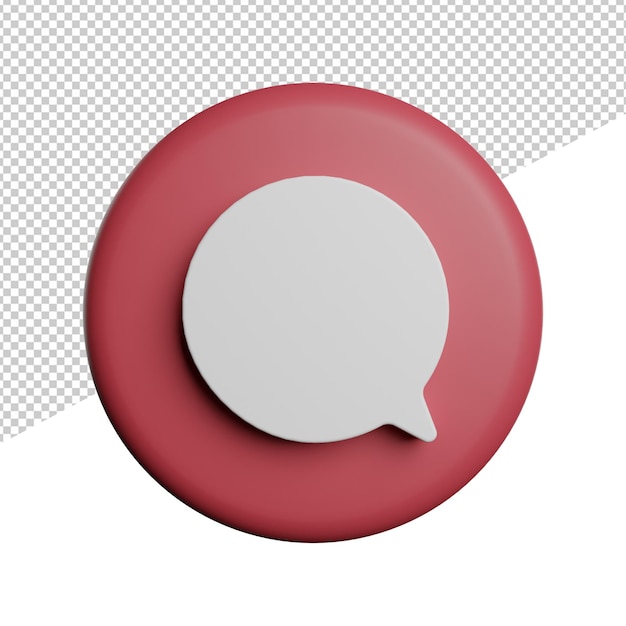 Comment red social media element front view 3d illustration rendering icon transparent background