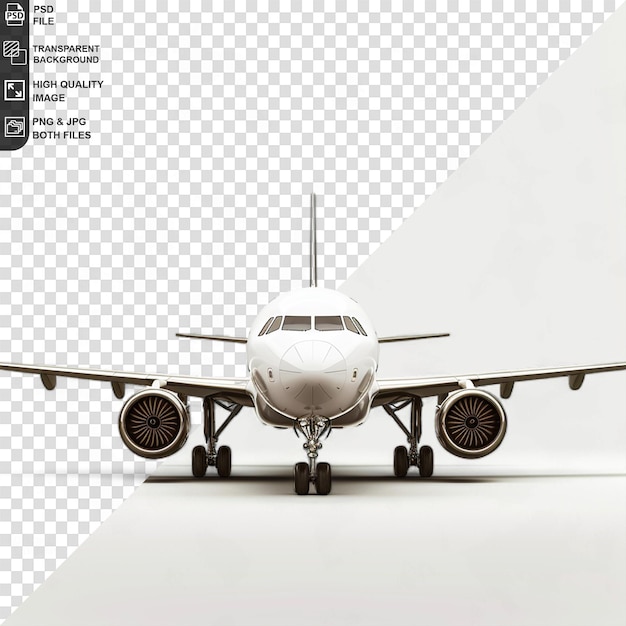 PSD commercial airplane jetliner flying isolated on transparent background 3d rendering illustration