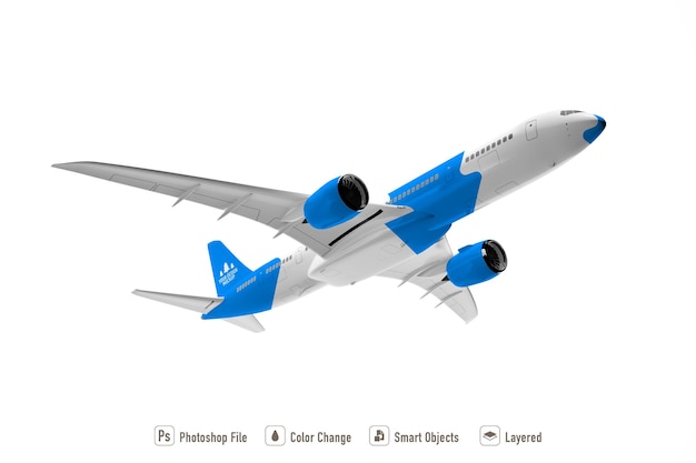 Commercial airplane mockup on white background