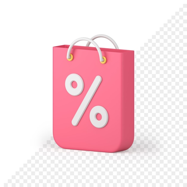 Commercial marketing pink paper shopping bag business retail store sale discount 3d icon