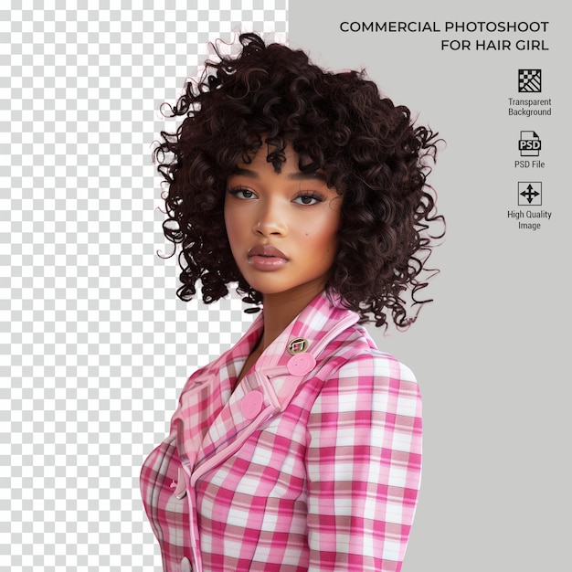 PSD commercial photoshoot for hair girl isolated on transparent background psd