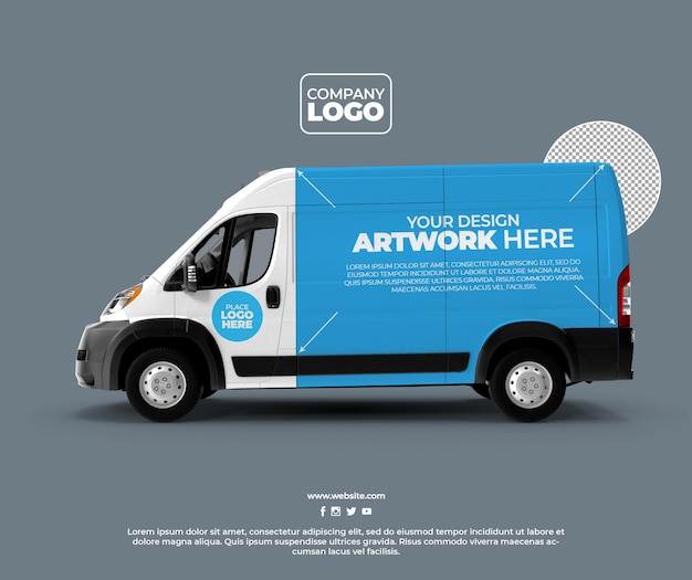 Commercial vehicle delivery van mockup with Transparent Background