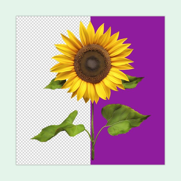 PSD common sunflower isolated yellow sunflower illustration on a transparent background