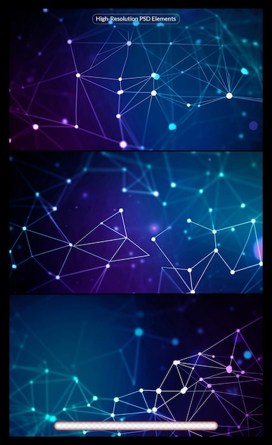 Communication concept net on dark background with glowing dots