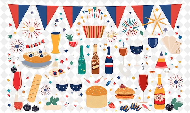 PSD communities coming together for a bastille day celebration d flat illustration festival of the world