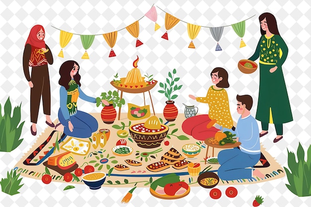 PSD communities coming together for a nowruz celebration design flat illustration festival of the world