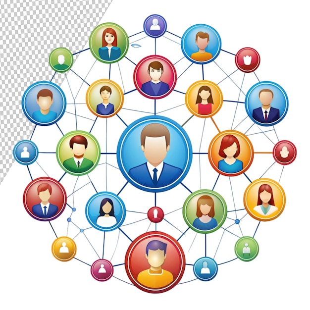 PSD community network and social icon design isolated on transparent background