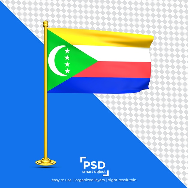 Comoros waving flag set isolated on transparent background