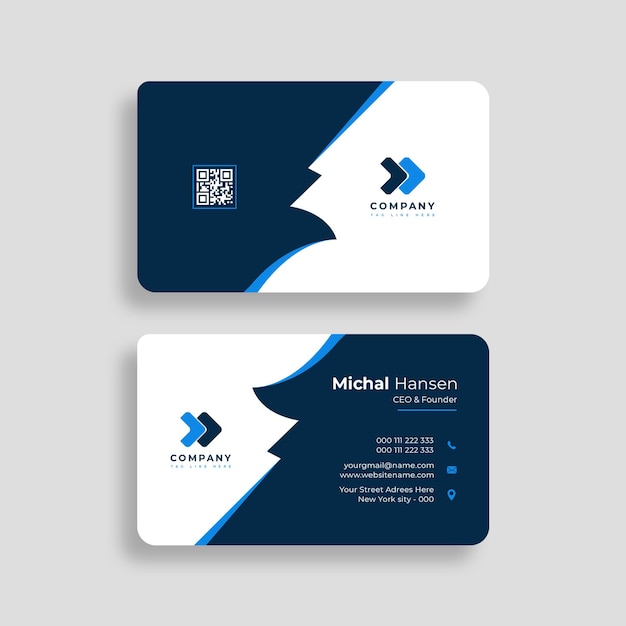 Company business card in blue color template psd file