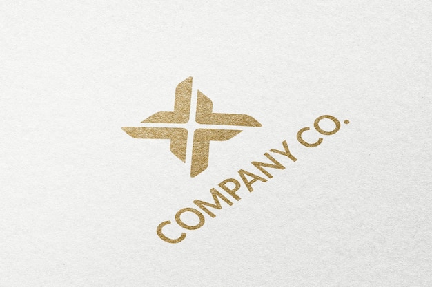 Company Co. business logo psd template in embossed paper texture