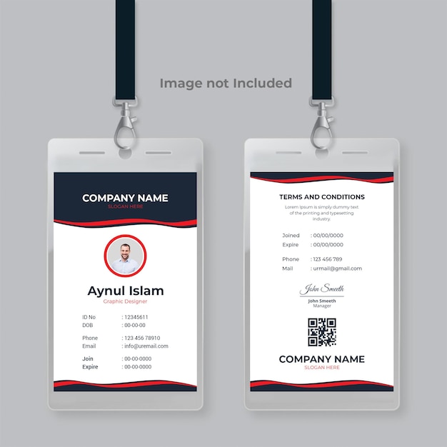 PSD company id card template design for employee and officer