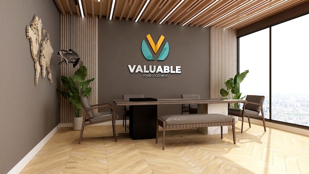 company logo mockup in the modern office meeting room