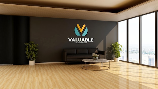 company logo mockup in the office lobby waiting room