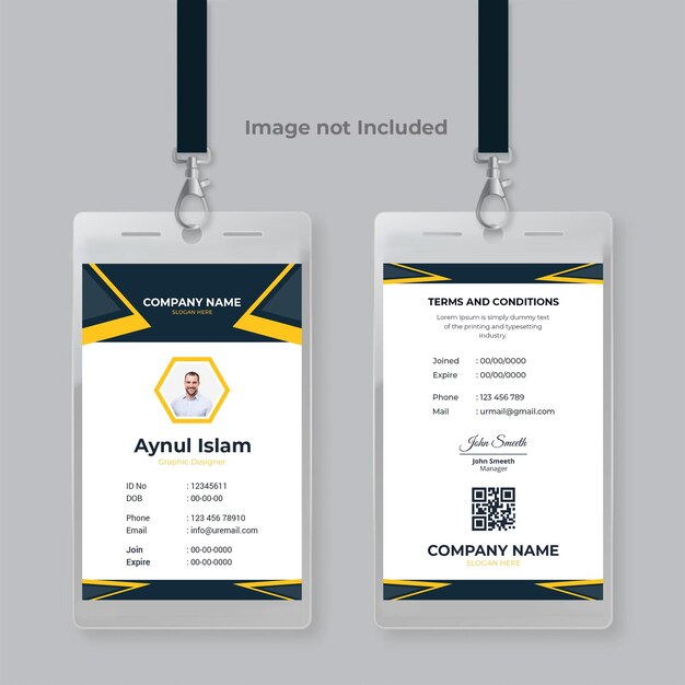 PSD company office employee id card template modern and unique design