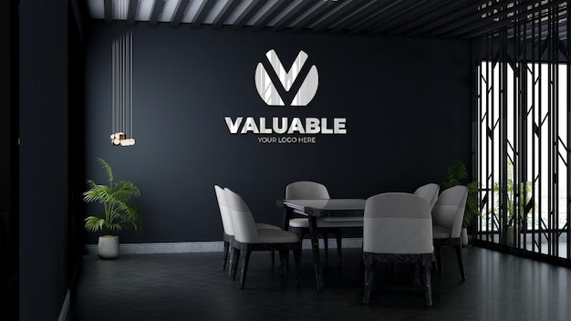 company wall 3d logo mockup in the business office meeting room